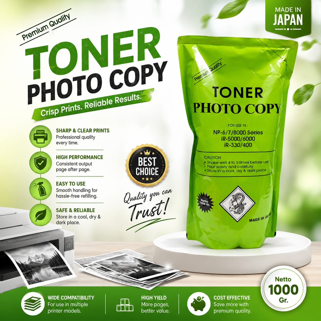 IR6000 Toner Powder Dragon Green Pouch (1kg)