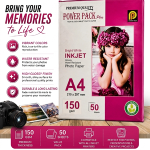 Power Pack Plus High Glossy Inkjet Photo Paper A4 ( 210X297 mm ) 150 gsm 50 sheets